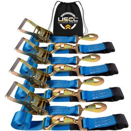 US Cargo Control Car Tie Down Straps for Trailers - (4) 2" x 8' Axle Tiedowns with Twisted Snap Hooks, (1) Drawstring Bag - 10,000 LBS Break Strength, Car Hauler Straps for Transport