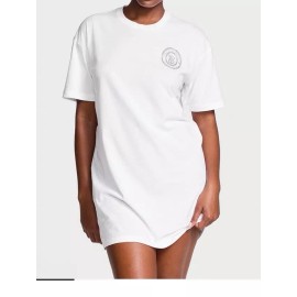 Victoria's Secret Victoria’s Secret Lightweight Cotton Sleepshirt Sleep dress M / L White Bling