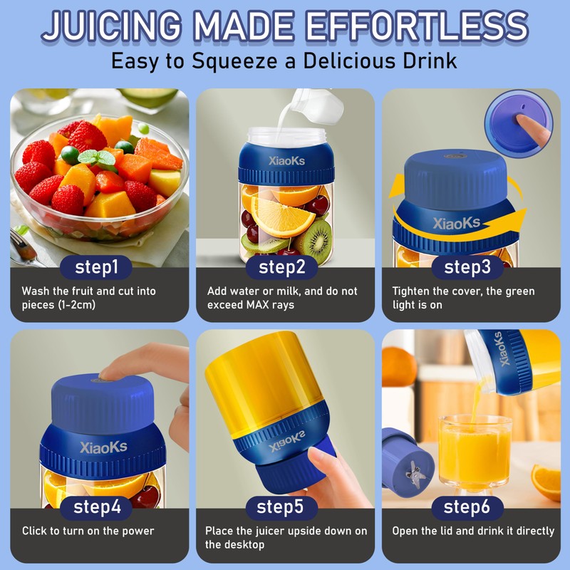 Xiaoks Portable Blender Personal Blenders for Shakes and Smoothies with