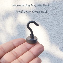 Neosmuk Magnetic Hooks, Cruise Ship Essentials, 32lb+ Heavy Duty Magnetic Hooks for Cruise Cabins, Refrigerator, Grill, Hanging, and Travel | Extra Strong Must-Haves Magnet Hook,Grey
