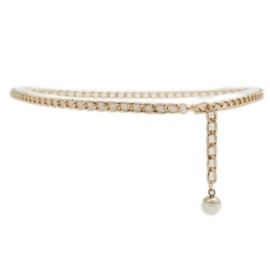 TFJ Women Bridal Style Fashion Skinny Belt Gold Metal Chain Links Pearl Bead Charm Plus Size XL XXL