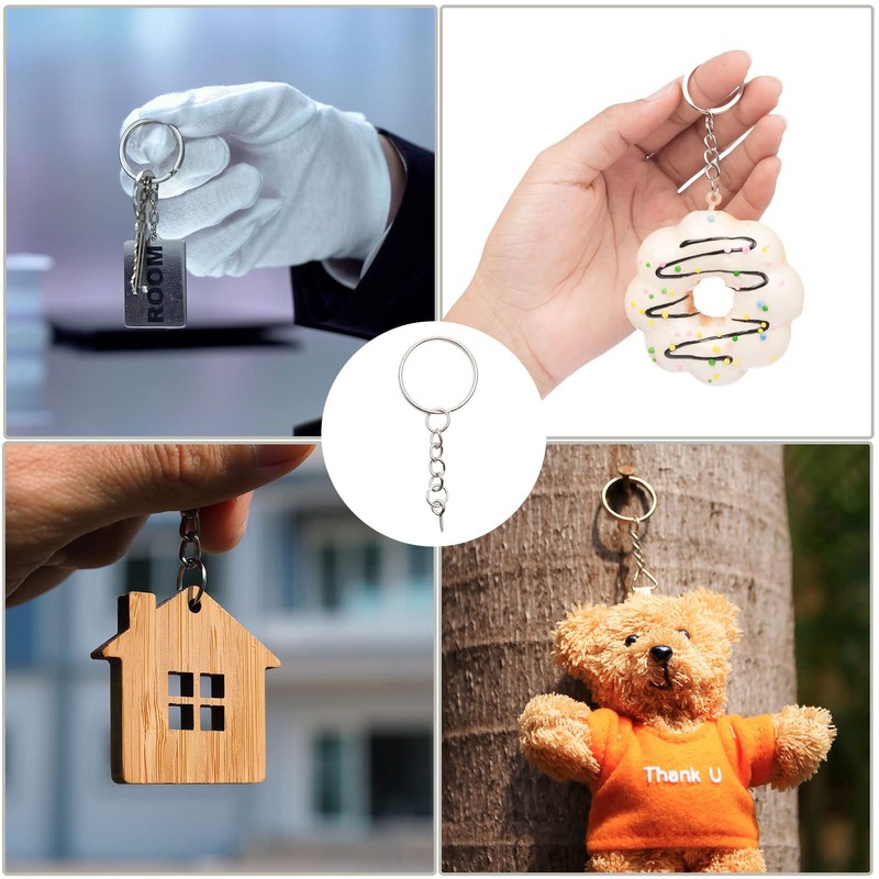 Split Keyring with Chain, 10Pcs Key Ring Blanks, Metal Keychain