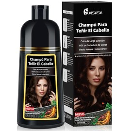 Dark Brown Hair Dye Shampoo 3 en 1, Shampoo Colorante para Hombres y Mujeres, Cubre las Canas con Extractos Naturales, 500ml (Castaño Oscuro)