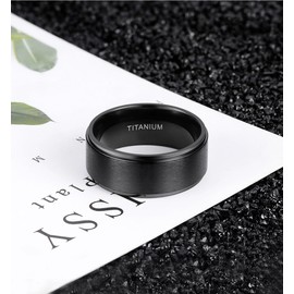 TIGRADE 4mm 6mm 8mm 10mm Black Titanium Rings Wedding Band Matte Comfort Fit for Men Women Size 3-15,Black 8MM, Size 8.5