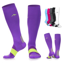 NEWZILL Medical Compression Socks for Women & Men, 20-30 mmHg Knee-High Support for Circulation, All-Day Comfort for Work Travel Running Cycling and Fitness (Purple, S/M)