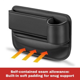 Shkalacar Car Seat Gap Filler, Automotive Seat Trough Leather Storage Box with Cup Holder, Universal Seat Gap Organizer, Adjustable Storage Box, for Phones Glasses Keys Cards for Cars, SUVs Trucks