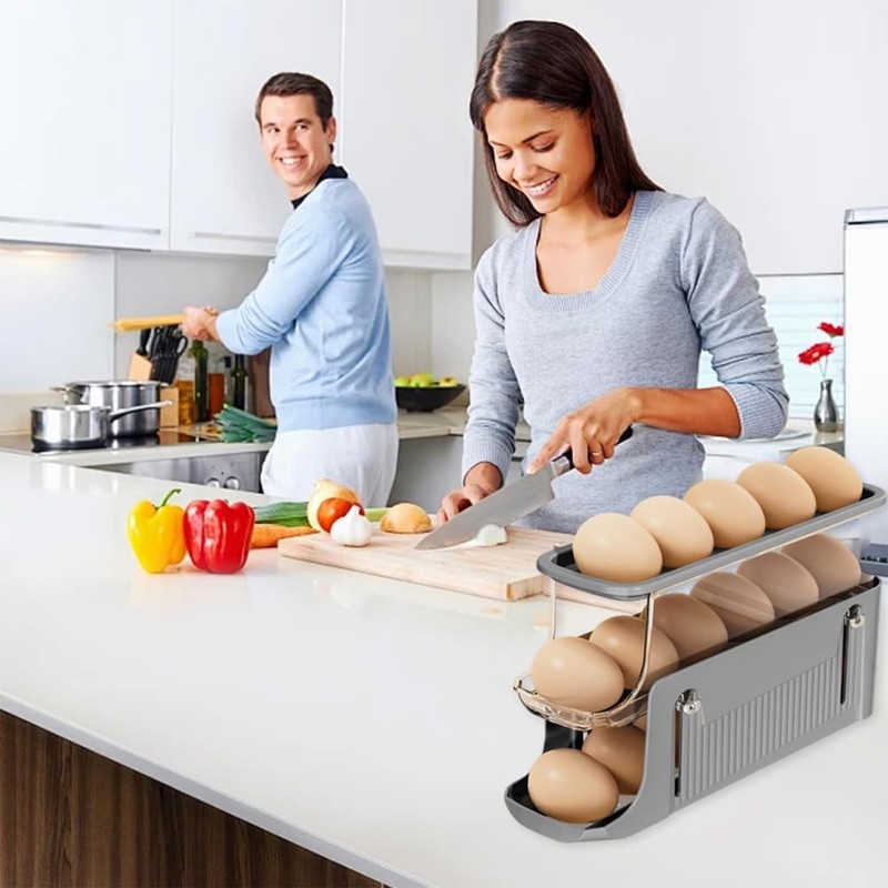 Egg Holder Fridge, Egg Slide for Fridge, Automatic Rolling Egg