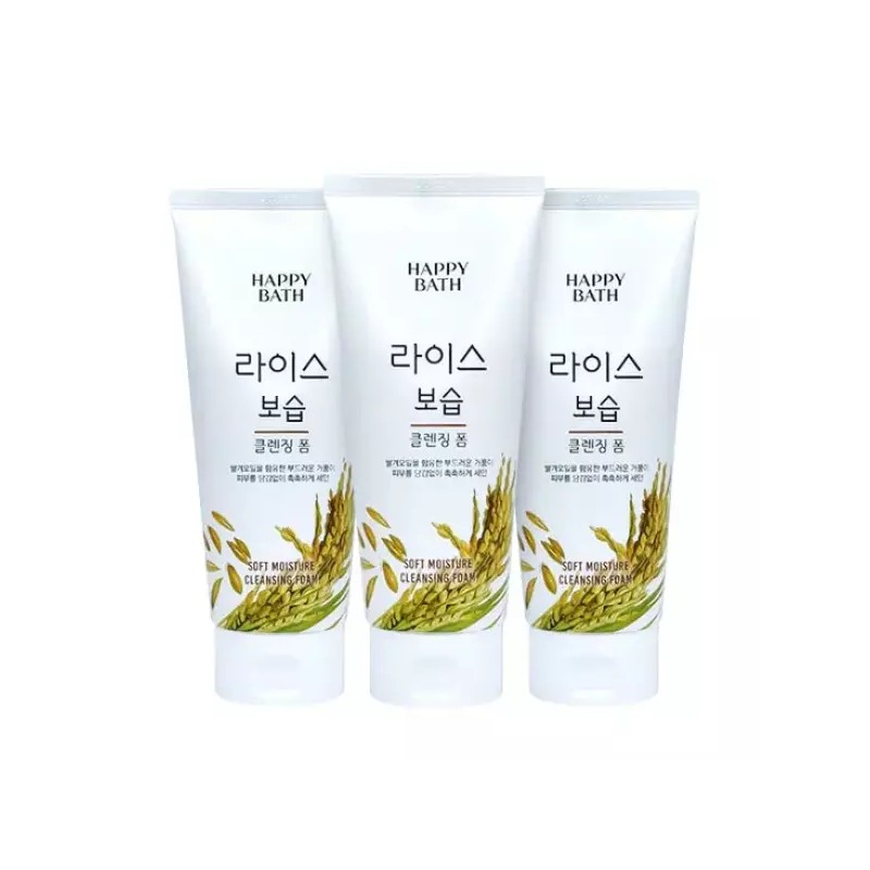 Happybath 해피바스 라이스 보습 클렌징폼 200g 3개팩 Happy Bath Rice