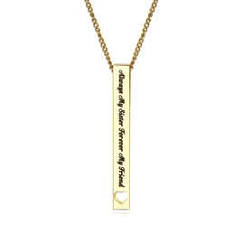 Rnivida Sister Gifts - Always My Sister Forever My Friend Bar Necklace - Birthday Jewelry Gift Necklaces in Gold