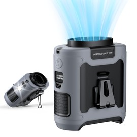 PlanCiTi Portable Waist Clip Fan, Upgraded 10000mAh Rechargeable Battery Wearable Belt Personal Fan, 16000RPM Powerful 5 Speeds Shirt with Flashlight Neck Hands-Free 40H Cooling (Gray)