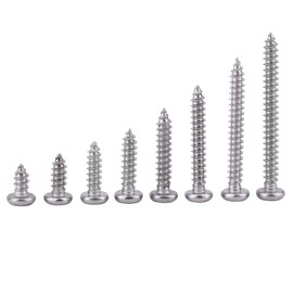 200pcs Phillips Pan Head Screws, M3 Stainless Steel Self Tapping Screws Assortment Set 6mm 8mm 10mm 12mm 16mm 20mm 25mm 30mm(Round Head)