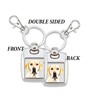 KAZMUGZ SQUARE YELLOW GOLDEN LABRADOR DOG KEYRING. Square Silver Plated