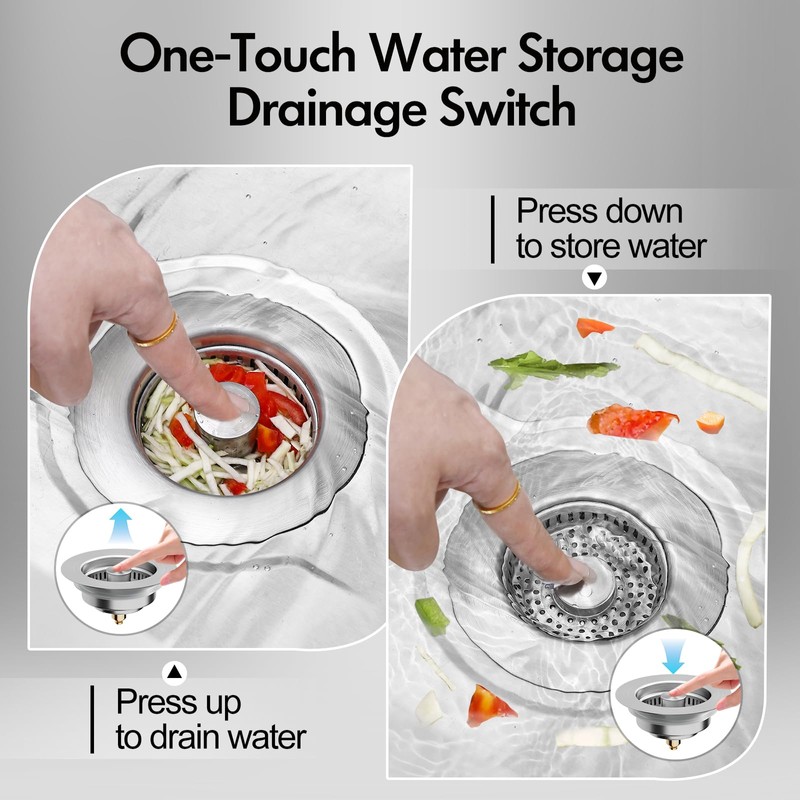 3 in 1 Kitchen Sink Drain Strainer & Sink Stopper,