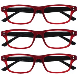 UV Reader Gummiertes Rot Schwarz Lesebrille Wert 3er-Pack Herren Frauen UVR3PK033 +1,00