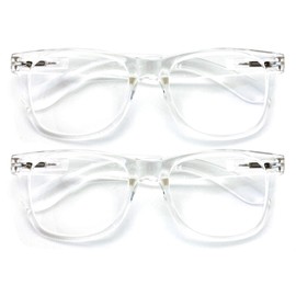 V.W.E. 2 Pairs XL Large Reading Glasses - Oversized Wide Fitment Clear Lens - Powers From 1.00 to 6.00 Readers (2 Clear, 2.75, x)