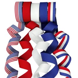 USA | American Made 7/8" Red, White, and Blue Grosgrain Ribbon Patriotic Combo Pack - 30 Yards - 5 Rolls