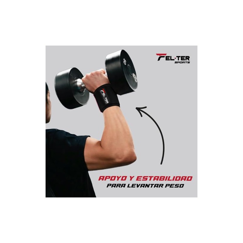 FELTER FITNESS Muñequera Deportiva, Soporte y Protección para Levantamiento de