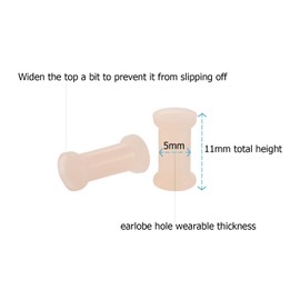 NewkeepsR Silicone 4G(5mm) Hider Flesh Skin Tone Double Flared Plug for Ear Lobe Piercing-Light Peach Color