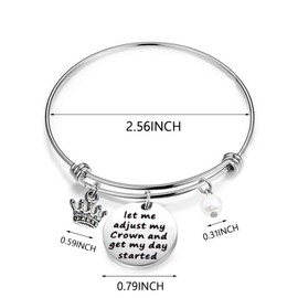 WUSUANED Princess Queen Bracelet Inspirational Bracelet Gift Let Me Adjust My Crown And Get My Day Started Inspirational Gift (let me adjust my crown)