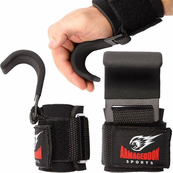 Armageddon Sports Power Weight Lifting Wrist Hooks Wrist Wraps for