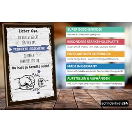 schilderkreis24 - Wooden Sign Dear Grandpa Gift Funny Saying Ideal for Grandfathers Wall Decoration 28 x 19 cm