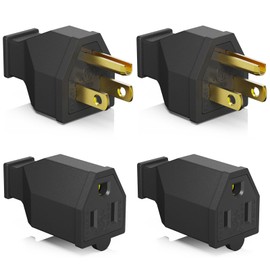 ELEGRP Extension Cord Ends - Male and Female Replacement Plug and Connector Set, Straight Blade, 15A 125V, 2 Pole 3 Wire Grounding, UL Listed, Black, 2 Sets