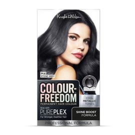 Colour Freedom Metallic Stone Grey Permanent Hair Dye with PurePlex. Ultra Glossy Conditioning Hair Colour. 100% grey coverage. By Knight & Wilson.