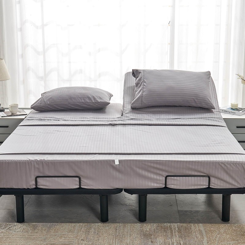 Kingnex Striped Split Top California King Sheets Sets for Adjustable