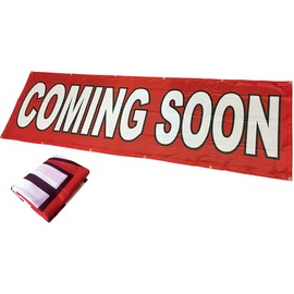 4Less 3x10 Ft Coming Soon Banner Vinyl Alternative Store Sign (red) Polyester Fabric