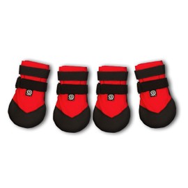 Ultra Paws Rugged Dog Boots and Paw Protectors for Small, Medium and Large Dogs Red (Size 4)