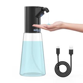 Summon The Elves Automatic Liquid Soap Dispenser Touchless,Hand & Dish Electric Dispenser 4-Level Adjustable,450ML Waterproof Rechargeable Kitchen Auto Soap Pump,The Bottle is Replaceable (Black)
