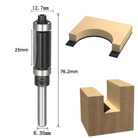 Bestgle Trimmer Bit Joint Pay Bit, Bearing Carbide Trimmer, Router Bit, 0.25 inch (6.35 mm) Shaft Diameter Trimmer Accessory, Guide with Bearing, Straight Bit Set for Woodworking