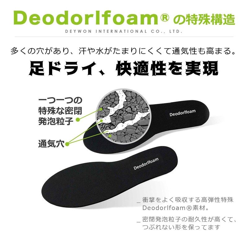 Deodorlfoam Deodorizer, Breathing, Antibacterial, Insole, Shock Absorption, 8.3 - 12.6