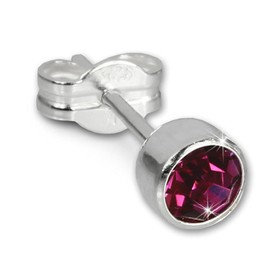 Stud Earrings Zirconia 925 Sterling Silver Fuschia SilberDream SDO503A