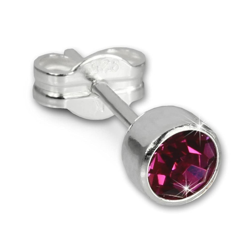 Stud Earrings Zirconia 925 Sterling Silver Fuschia SilberDream SDO503A