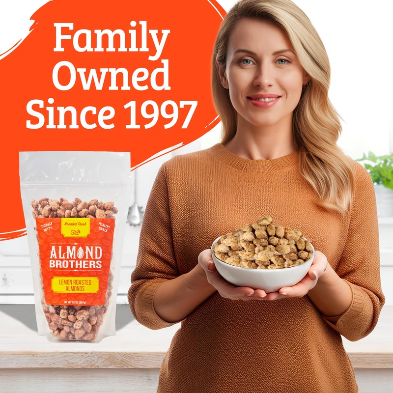 Almond Brothers Roasted Almonds - 2 lb Bag - Hand