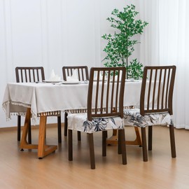 FORCHEER Waterproof Dining Chair Seat Covers Set of 4 Floral Stretch Kitchen Chairs Cushion Slipcover for Dining Room Rear-Covered 15-18 inch Length with Tie Back Bottom Non-Slip Washable Removable