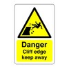 Danger cliff edge keep away sign - 1.2mm Rigid plastic