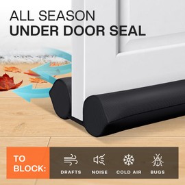 Comfyanno Under Door Draft Stopper - Bottom Door Gap Filler & Seal - Fits 30” to 36” Door, Block Cold Air, Noise, Sound, Wind, Bugs, Easy to Install, Double Side Block, No Adhesive, Black