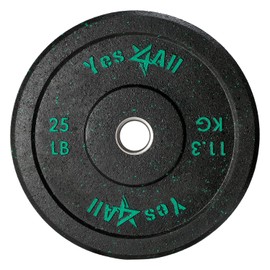Yes4All 2" Bumper Plate, 10-190 LB Olympic Rubber Weight Plate with Steel Hub for WeightLifting, Strength Training, Home Gym, Less Impact, Absorb Bounce & Shock, Multiple Options, 25LB