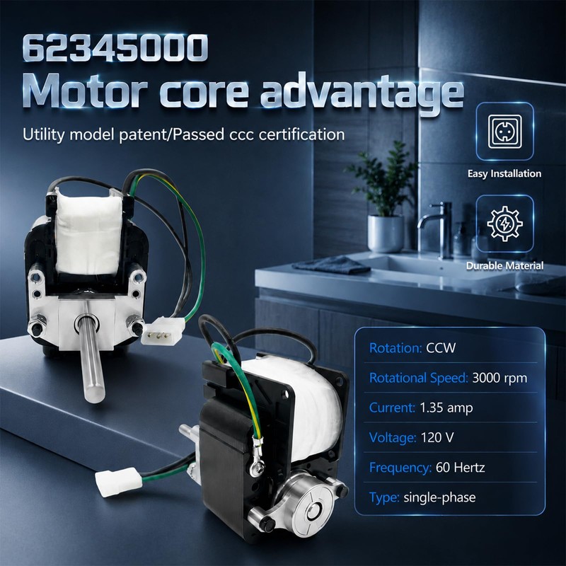 WSRXG Bathroom Exhaust Fan Motor Replacement Replace 62345000 88624000 J238-100-10074