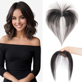 S-noilite Clip in Bangs for Women - Real Human Hair - Side Bangs Hair Clip in Fringe with Temples #1B Natural Black
