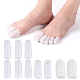シリコン 足指サック指サック 足指 キャップ プロテクター 足指 袖 足爪保護キャップ 摩擦疼痛緩和 通気性 水洗い可 （大2個、小8個）