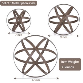 Wenbery Set of 3 Metal Garden Spheres, Metal Folding Orb Garden Ball for Patio Yard Decor, Dia 12", 9", 7"