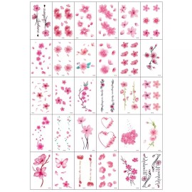 Henata Tattoo 헤나타투 타투 판박이 피안화 타투스티커 스티커 문신스티커 [3월의 벚꽃] Henata Tattoo Transfer Sticker: Peony Tattoo Sticker [March Cherry Blossoms]