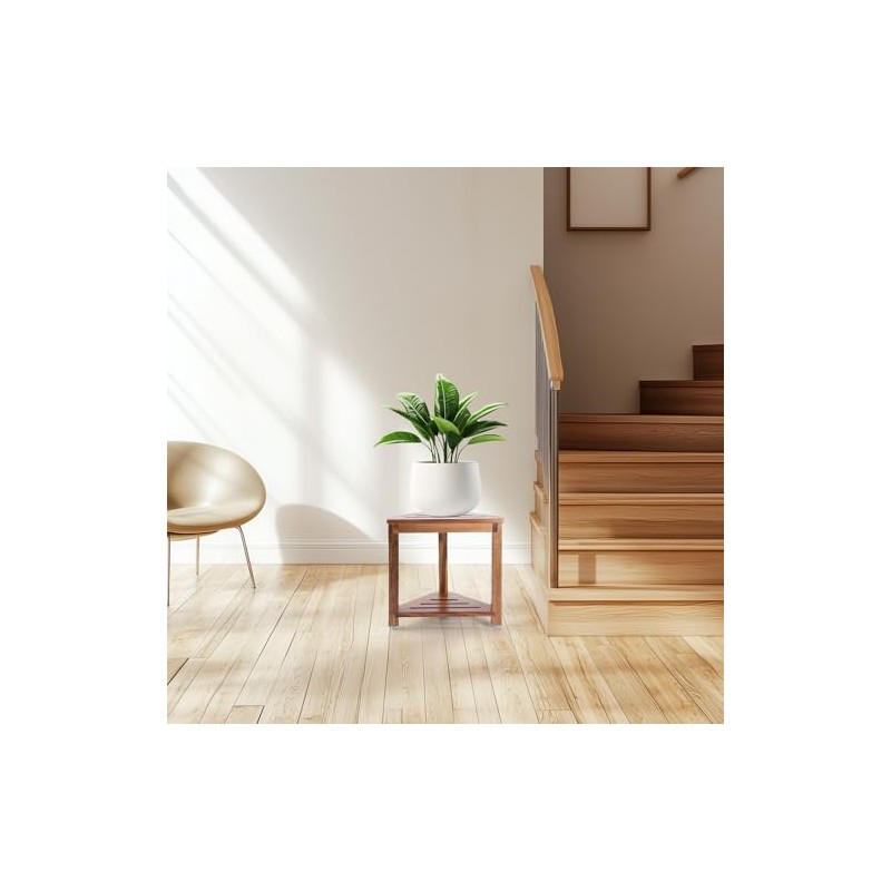 Shower Foot Rest 13.5in, Acacia Wood Shower Stool for Shaving