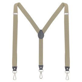 Ausukler Braces for Men and Women Extra Strong 2.5 cm with Carabiner Hook Elastic Strap for Jeans, beige