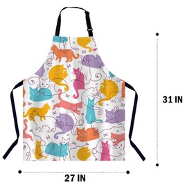 BGBDEIA Colorful Cats Chefs Apron, Cooking and Baking Apron for Men and Women, Kitchen Apron, Butchers Apron, BBQ & Catering Bibs