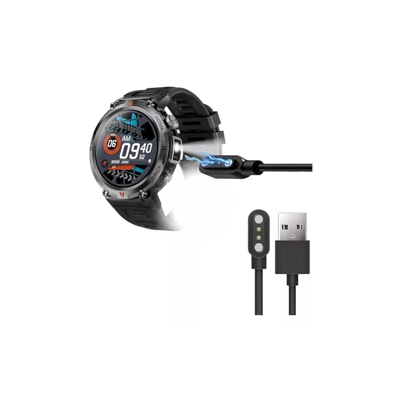 ISDEWATCH Cable Cargador Para Smartwatch Ke3 Negro De Pines Magnéticos