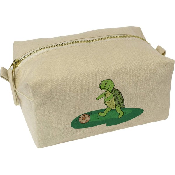 'Turtle Playing Football' Canvas Wash Bag/Makeup Case (CS00038541)